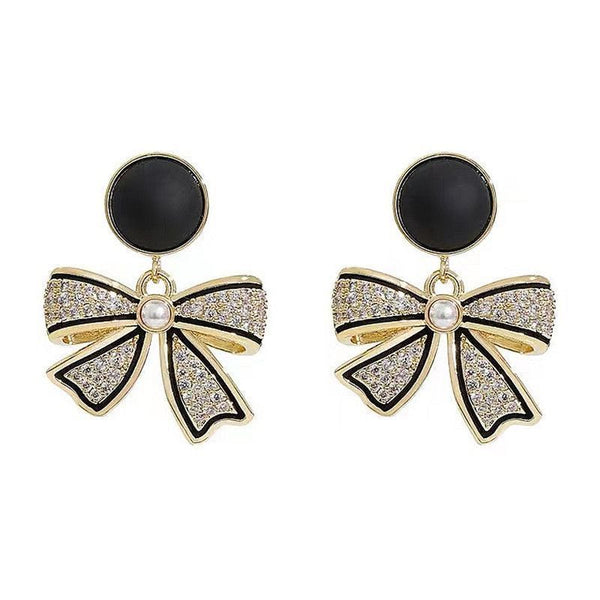 Black Bow Stud Earrings Special Design