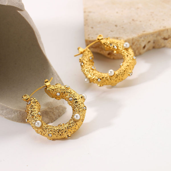 Hammered Cubic Zirconia Earrings