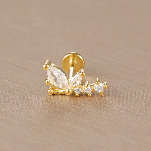 Butterfly Flat Head Piercing Thread Ear Bone Stud