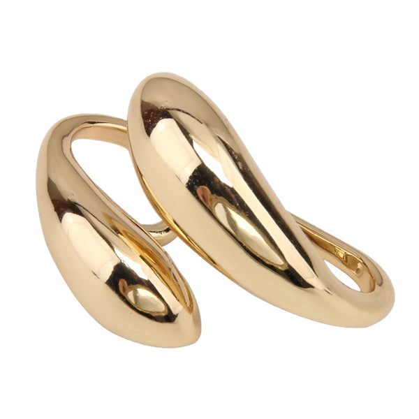 Simple Glossy Metal Water Drop Double Ring