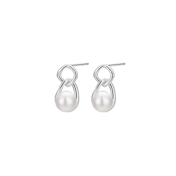 Pure Silver Light Luxury Stud Earrings Pearl Natural Freshwater