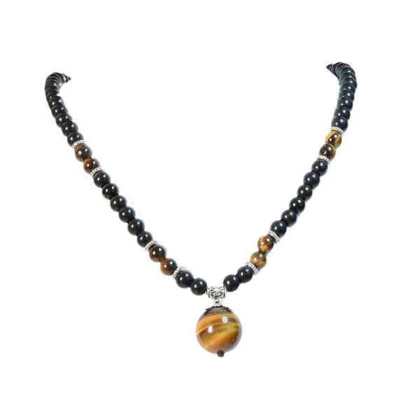 Natural Tiger Eye Single Bead Necklace