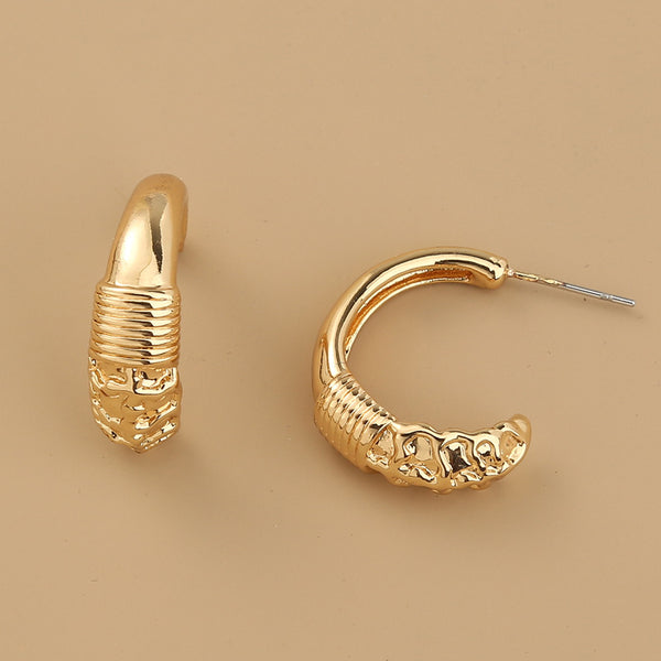 Jewelry Metal Texture C-shaped Alloy Earrings
