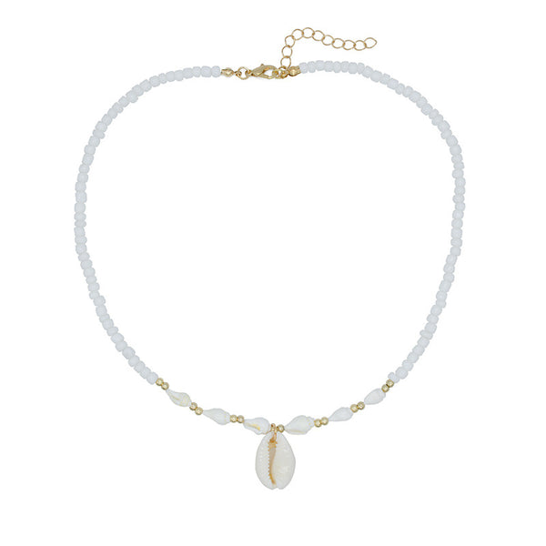 Cold Wind Conch White Bead Necklace