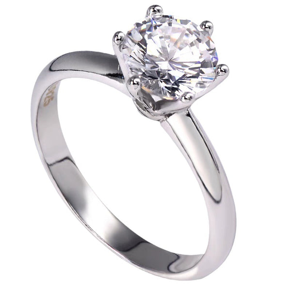 Six-claw Inlaid Zircon Women's Ring