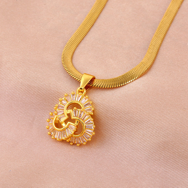 Snake Bones Chain Ginkgo Leaf Pendant Necklace