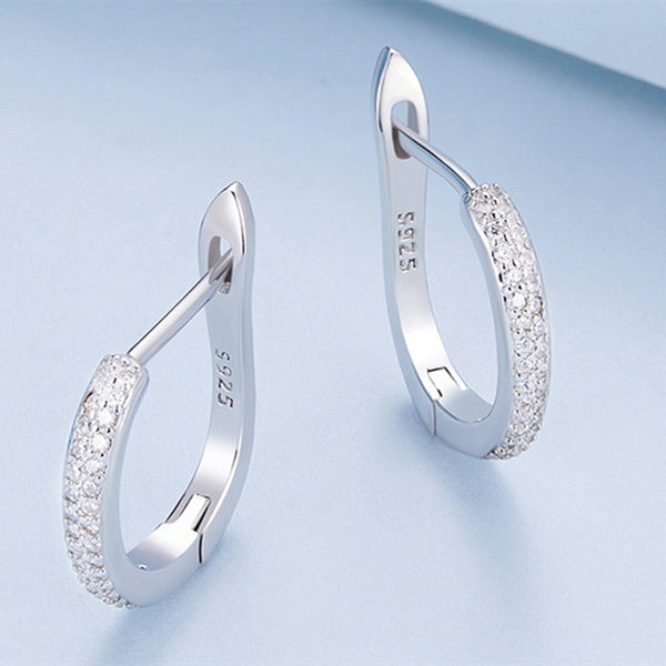 S925 Sterling Silver Zircon Ear Clip Earrings