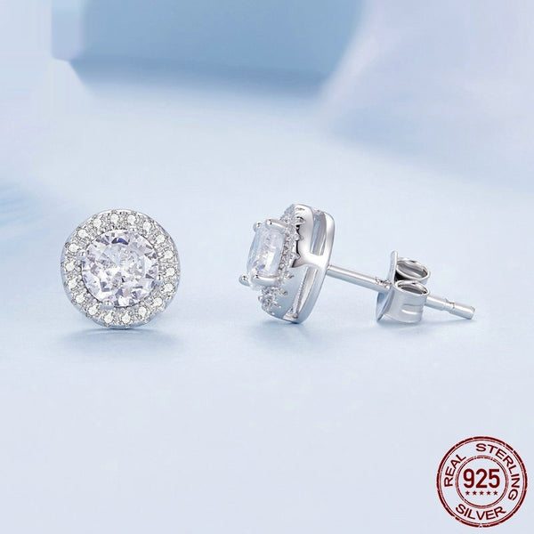 S925 Sterling Silver White Gold Plated Stud Earrings